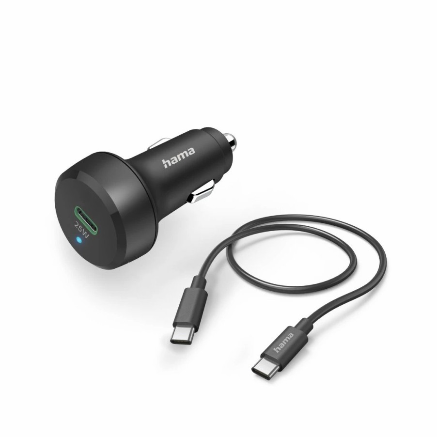 Handy & Mobile-Zubehör Hama | Auto-Schnellladegerat Mit Ladekabel Usb-C, Pd/Qc, 25W, 1 M, Schwarz