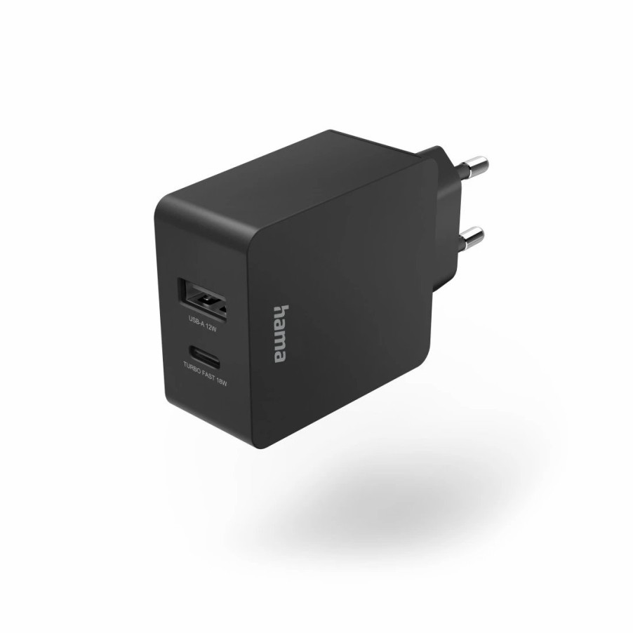 Handy & Mobile-Zubehör Hama | Ladegerat, Usb-C, Power Delivery (Pd)/Qualcomm + Usb-A, 30 W, Schwarz