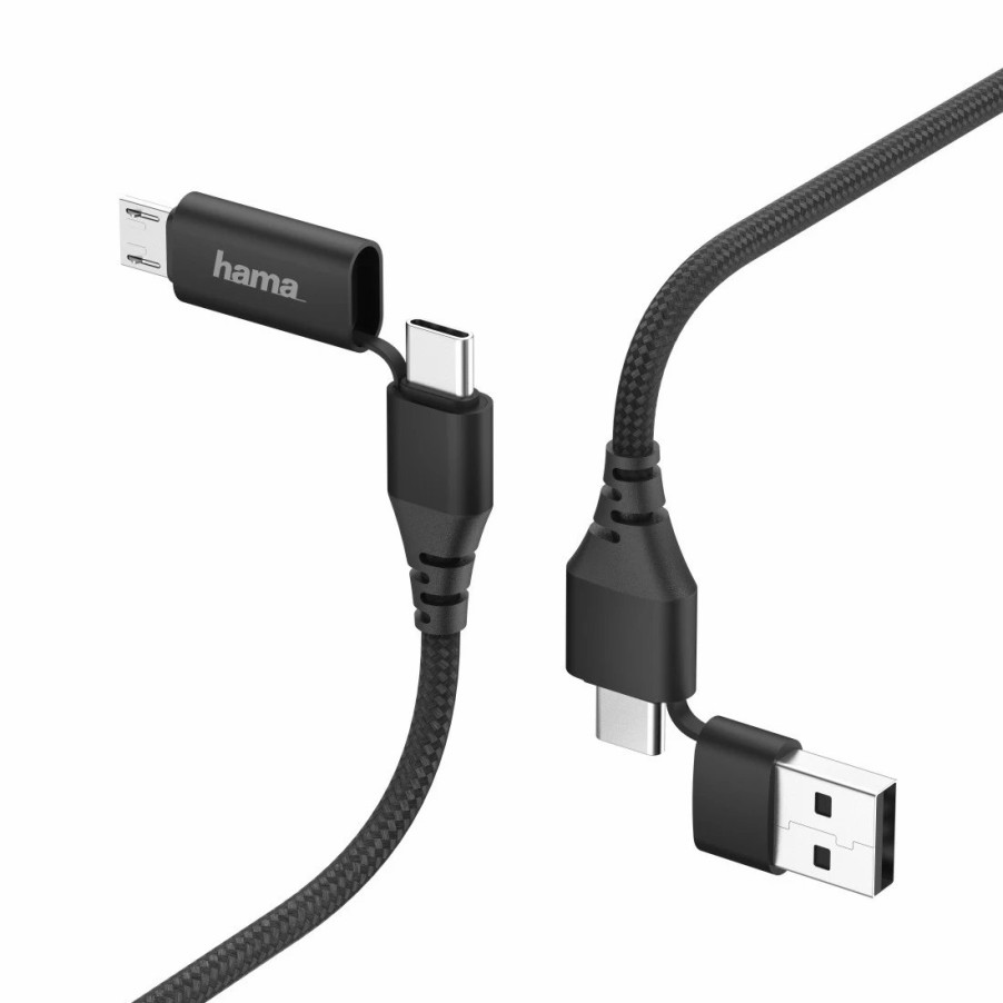 Handy & Mobile-Zubehör Hama | 4In1-Type-C-Kabel Mit Micro-Usb- Und Usb-A-Adapter, 1,5 M, Schwarz